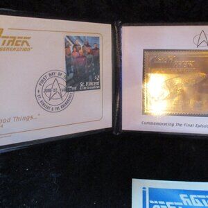 Vintage Star Trek The Next Generation Gold Stamp & 10th Anniversary Sticker COA